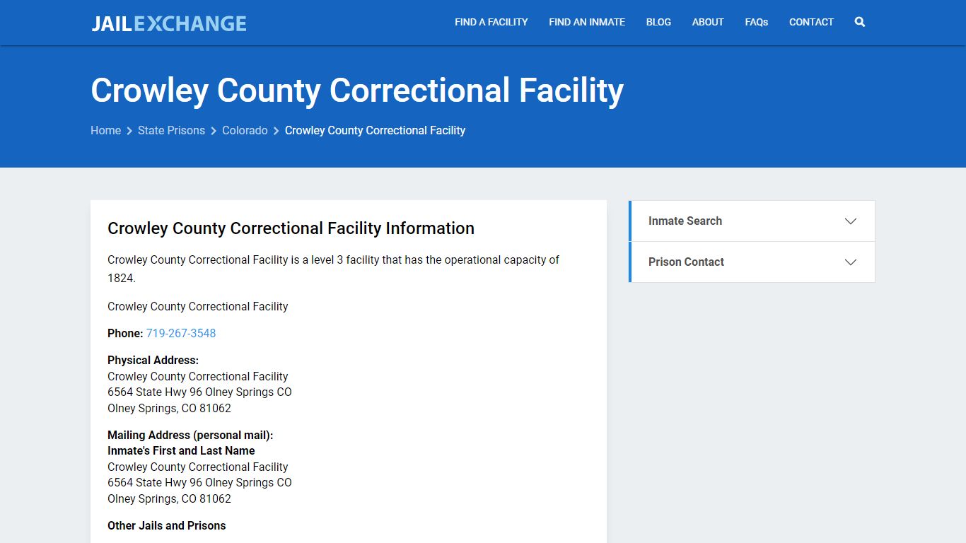 Crowley County Correctional Facility Inmate Search, CO - Jail Exchange